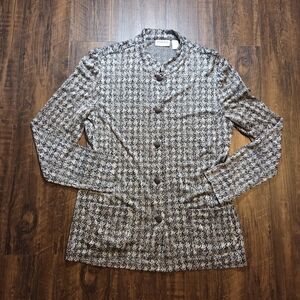 Chico's Black & White Button Down With Pockets, Travelers, Size 2 Med